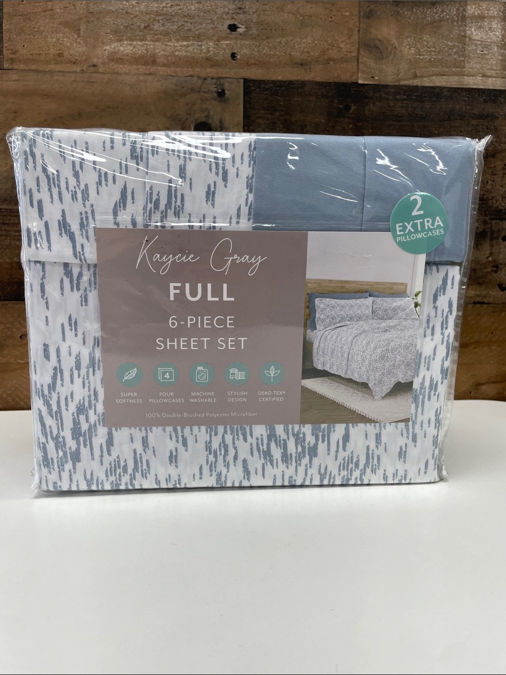 Full 6-Piece Sheet Set in Light Blue Pattern